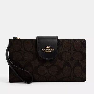 COACH - NEW Leather Wallet - Brown Black Gold